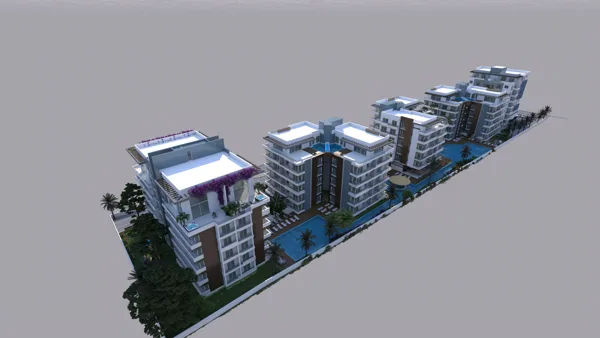 Žalioji Lagūna – 1+1 apartamentai, Šiaurės Kipras. Projekto vizualizacija