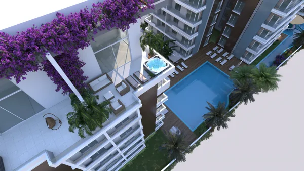 Žalioji Lagūna – 1+1 apartamentai, Šiaurės Kipras. Projekto vizualizacija