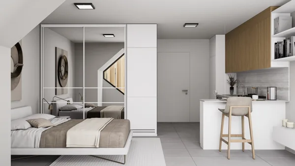 Ateities Namai – Apartamenty typu studio, Cypr Północny. Wizualizacja typu mieszkania