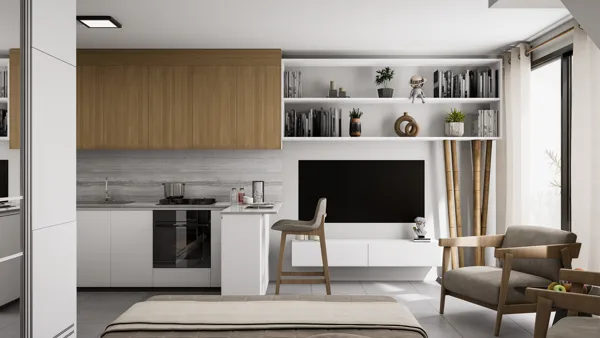 Ateities Namai – Apartamenty typu studio, Cypr Północny. Wizualizacja typu mieszkania