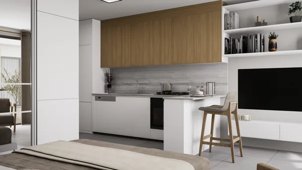 Ateities Namai – Apartamenty typu studio, Cypr Północny. Wizualizacja typu mieszkania
