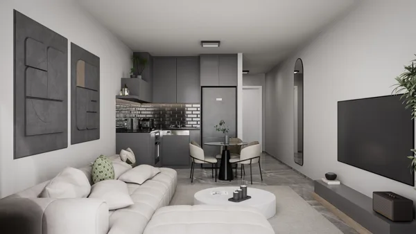 Žaliasis horizontas – Apartamenty typu studio, Cypr Północny. Wizualizacja typu mieszkania